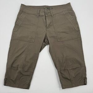 Prana Women‎ Sz 6 Olive Green Cargo Capri Pants Outdoor Casual